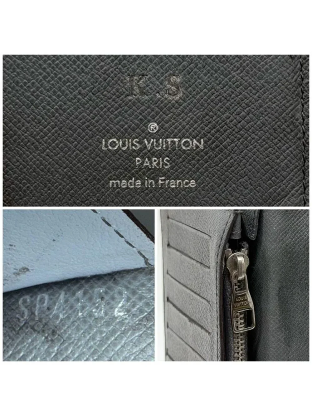 Louis Vuitton Portefeuille Brazza Taiga Leather Gray Bifold Wallet